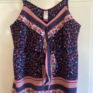 Bandana Floral Boho Tie Front Tank Top Cottagecore Festival M